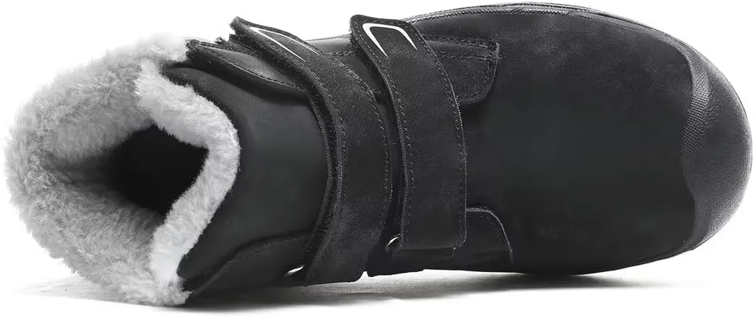 Kids Boy Girl Water Resistant Leather Warm Winter Boots for Snow Walking Hiking Cold Weather