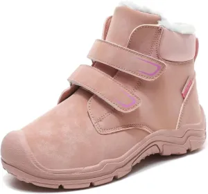 Kids Boy Girl Water Resistant Leather Warm Winter Boots for Snow Walking Hiking Cold Weather