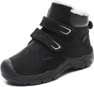 Kids Boy Girl Water Resistant Leather Warm Winter Boots for Snow Walking Hiking Cold Weather