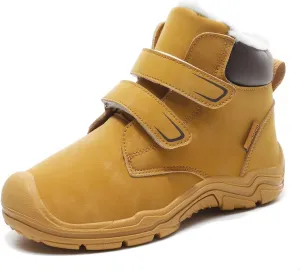 Kids Boy Girl Water Resistant Leather Warm Winter Boots for Snow Walking Hiking Cold Weather