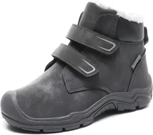 Kids Boy Girl Water Resistant Leather Warm Winter Boots for Snow Walking Hiking Cold Weather