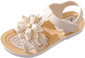 Kids Girls Soft Sole Flower Sandals Open Toe Lightweight Comfortable Anti Slip Holiday Vacation Girls Slippers