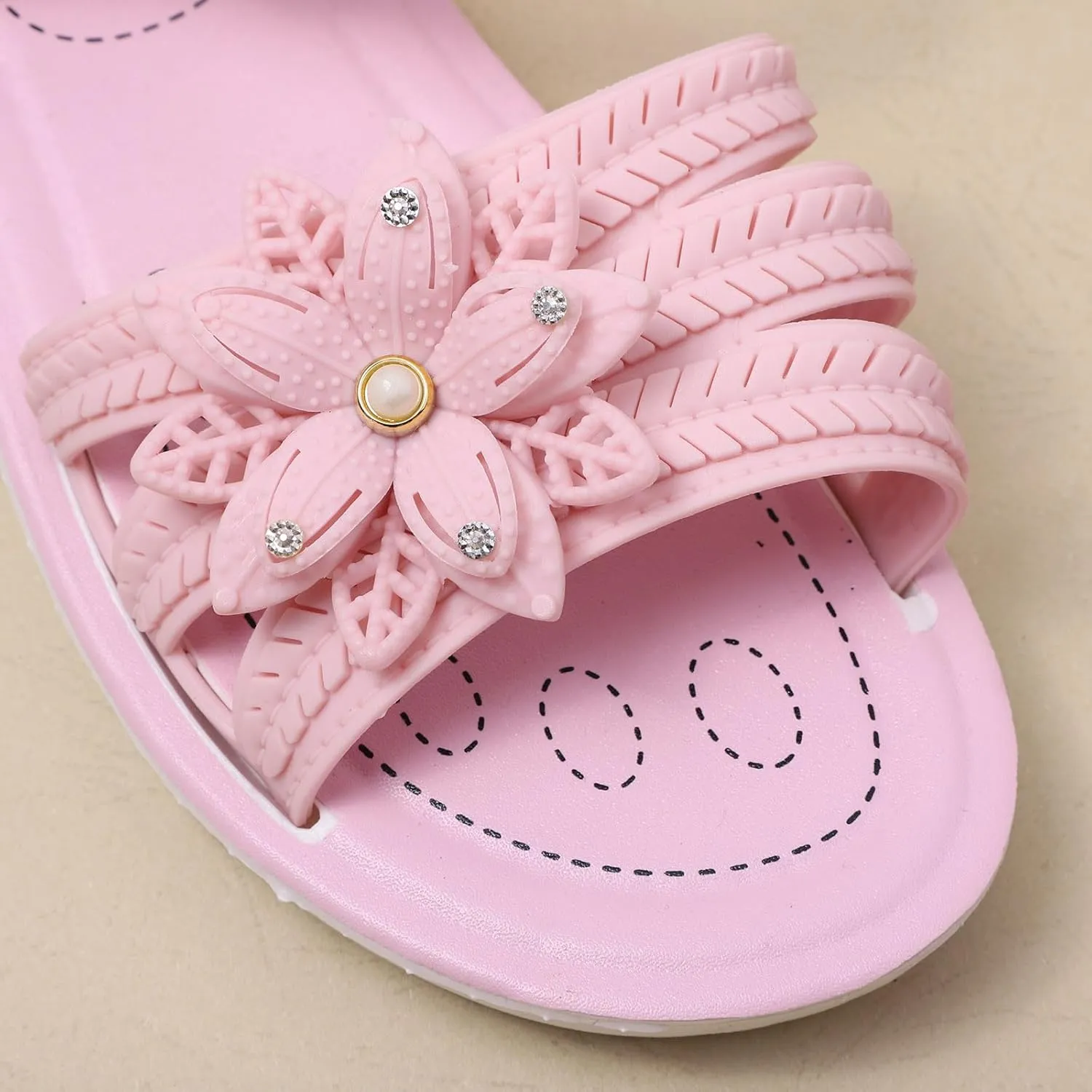 Kids Girls Soft Sole Flower Sandals Open Toe Lightweight Comfortable Anti Slip Holiday Vacation Girls Slippers