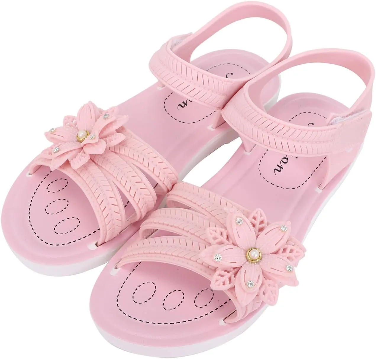 Kids Girls Soft Sole Flower Sandals Open Toe Lightweight Comfortable Anti Slip Holiday Vacation Girls Slippers