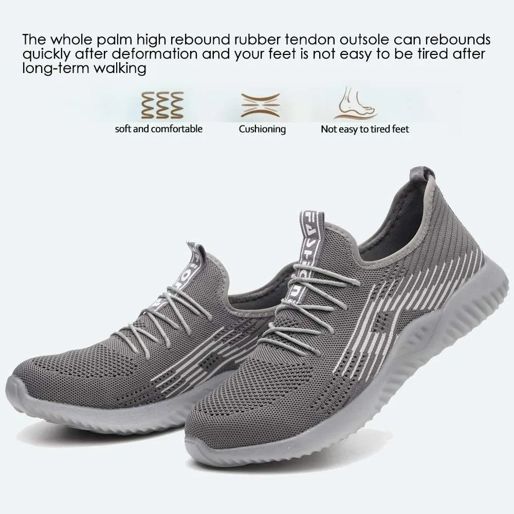 KINOW Men Steel Toe Safety Work Shoes Slip Resistant Construction Sneakers for Women