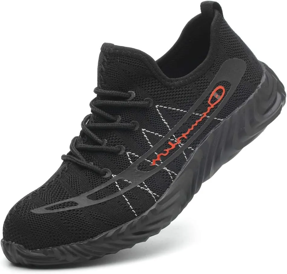 KINOW Men Steel Toe Safety Work Shoes Slip Resistant Lightweight Outdoor Athletic Industrial Construction Sneakers for Women