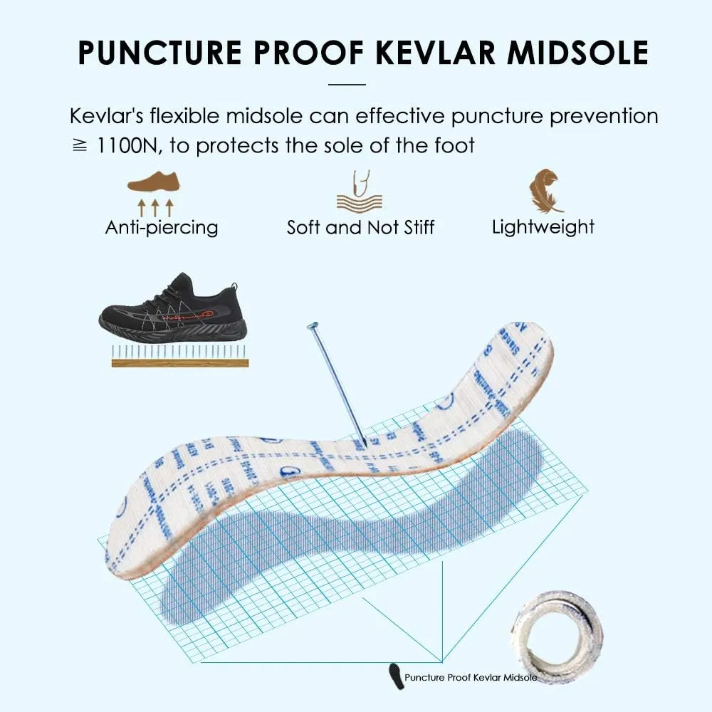 KINOW Men Steel Toe Safety Work Shoes Slip Resistant Lightweight Outdoor Athletic Industrial Construction Sneakers for Women
