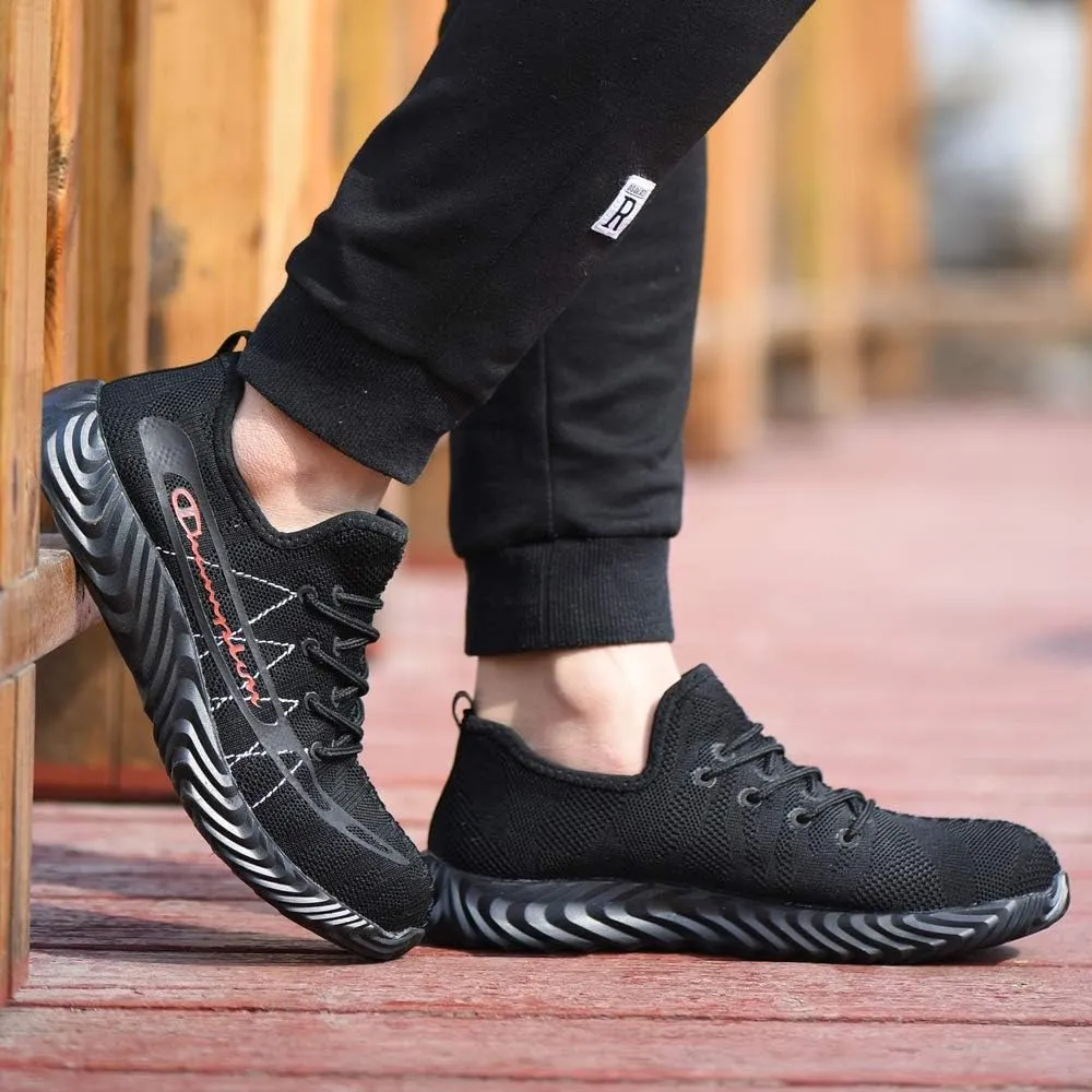 KINOW Men Steel Toe Safety Work Shoes Slip Resistant Lightweight Outdoor Athletic Industrial Construction Sneakers for Women