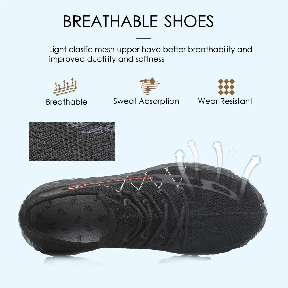KINOW Men Steel Toe Safety Work Shoes Slip Resistant Lightweight Outdoor Athletic Industrial Construction Sneakers for Women