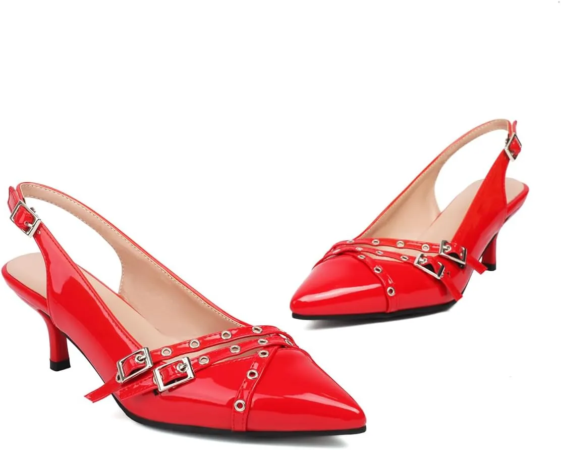 Kitten Heels Pointed-Toe Pumps Dress Office Shoes for Women