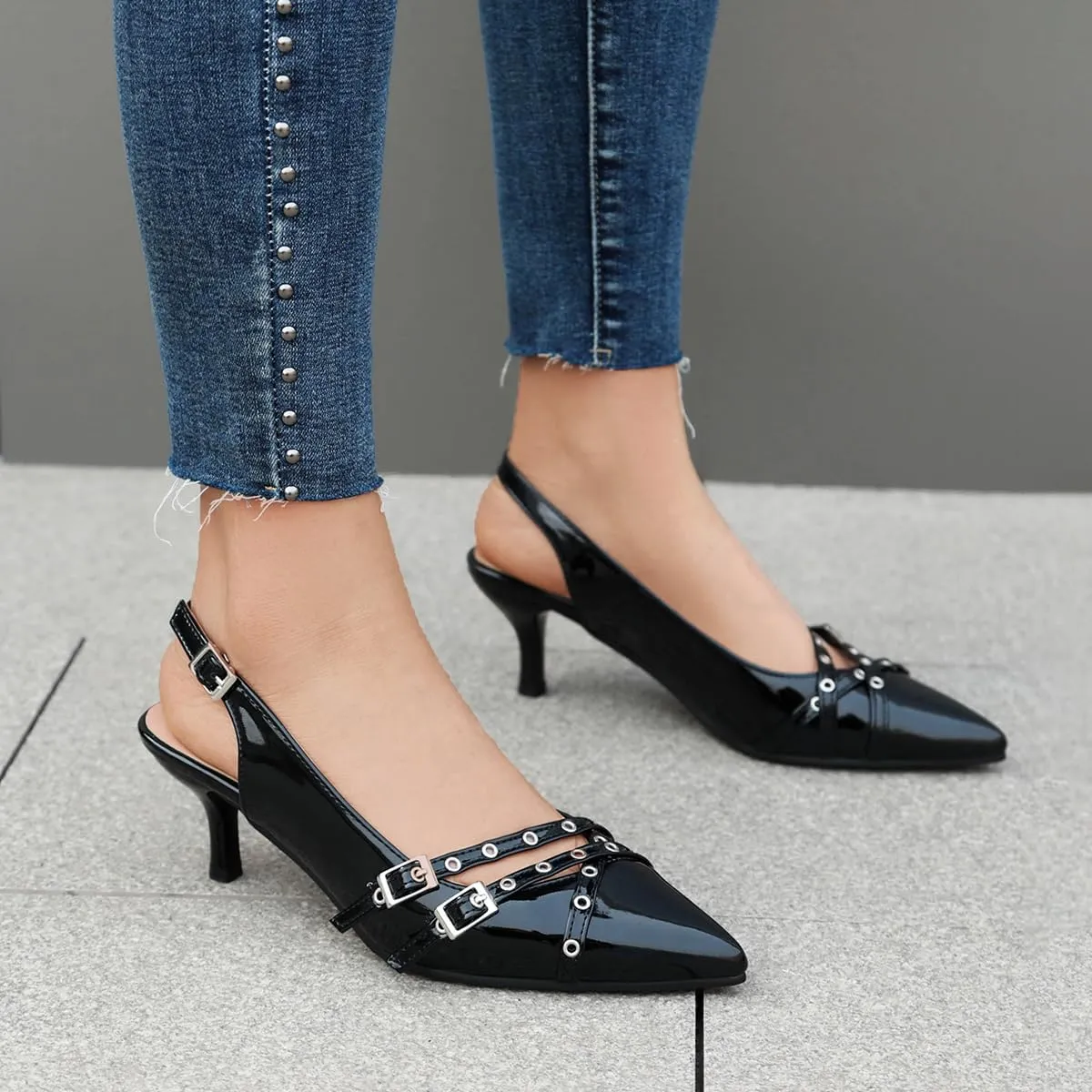 Kitten Heels Pointed-Toe Pumps Dress Office Shoes for Women