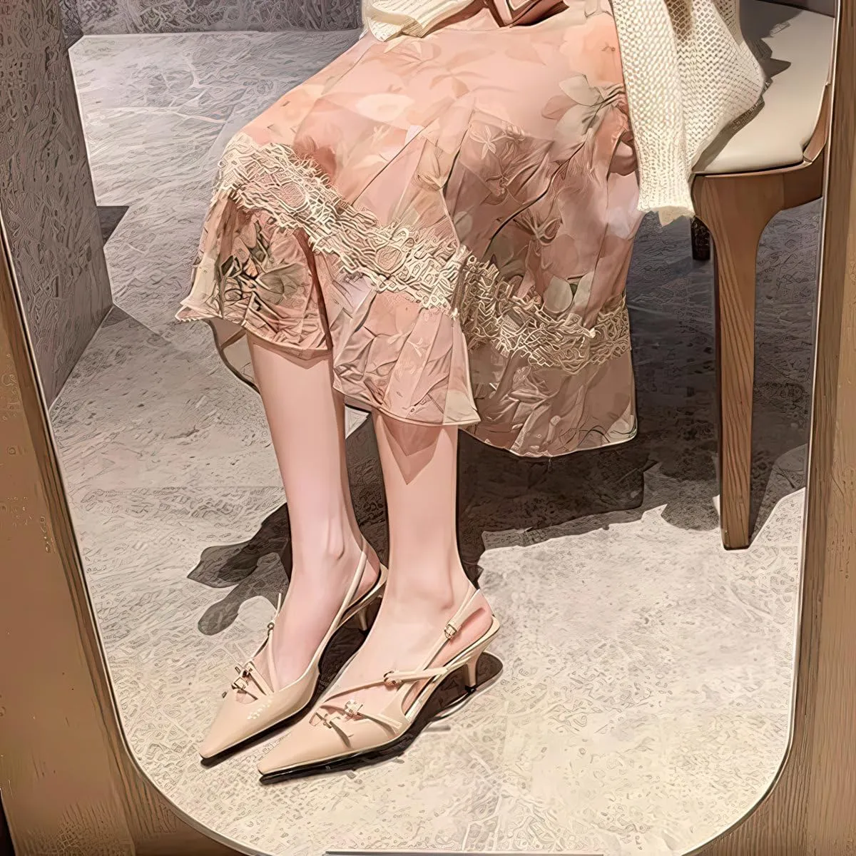Kitten Heels Pointed-Toe Pumps Dress Office Shoes for Women