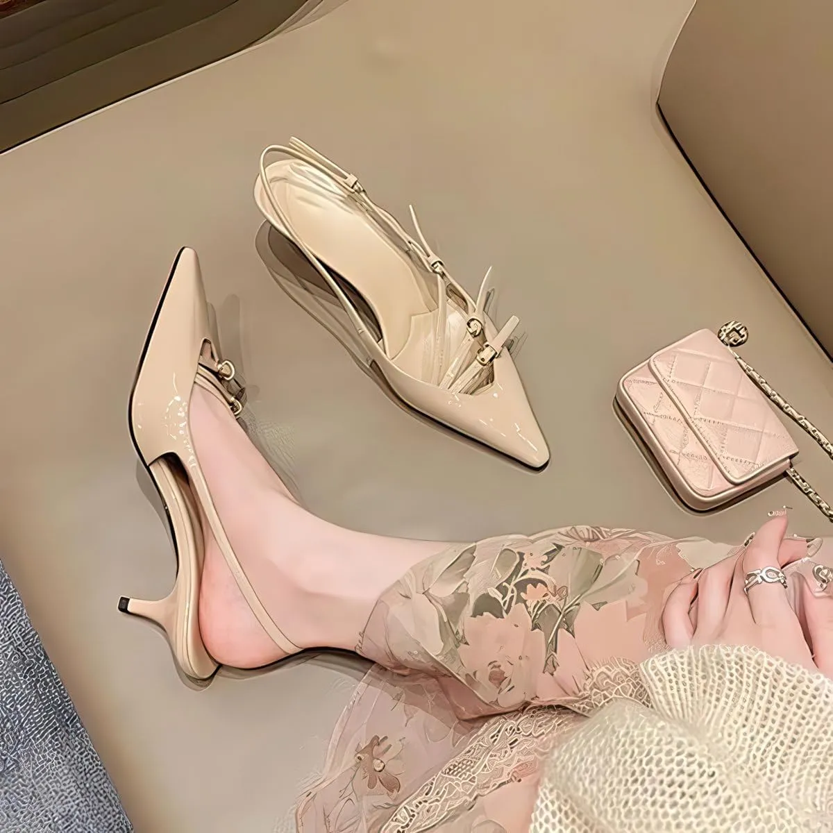 Kitten Heels Pointed-Toe Pumps Dress Office Shoes for Women