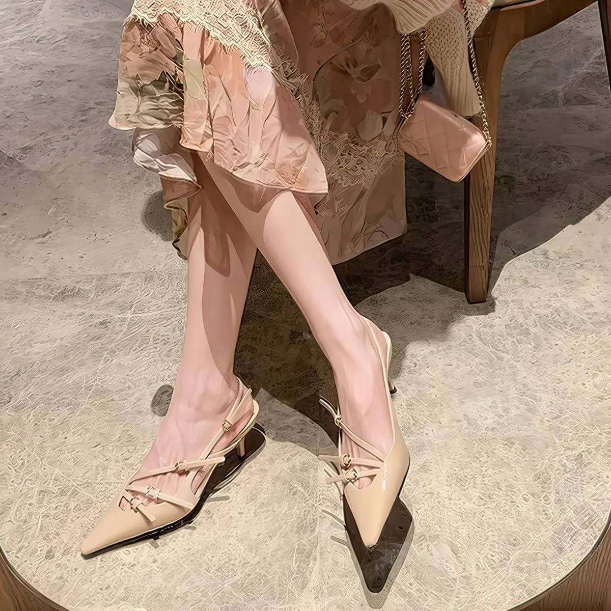 Kitten Heels Pointed-Toe Pumps Dress Office Shoes for Women