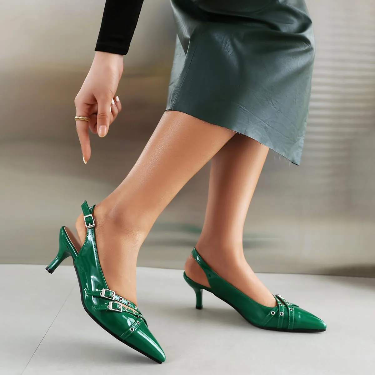 Kitten Heels Pointed-Toe Pumps Dress Office Shoes for Women