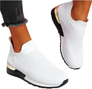 Lausiuoe White Sneakers For Women Fashion Platform,Womens Walking Shoes Lightweight Running Shoes Womens Tennis Shoes Non Slip Breathable Mesh Air Cushion Sneakers for Gym Workout Sports