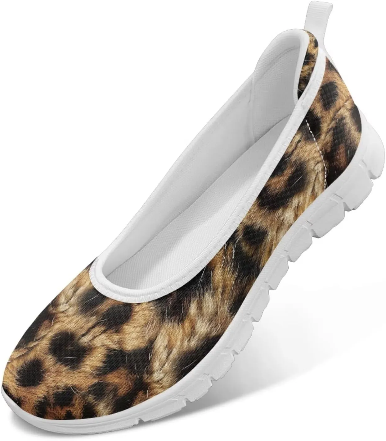 Leopard Women's Slip Ons Flat Loafers Non-Slip Walking Shoes Soft Orthotic Nurse Working Step in Slippers