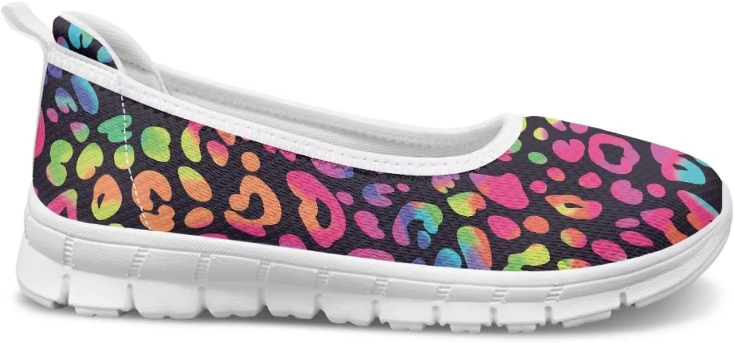 Leopard Women's Slip Ons Flat Loafers Non-Slip Walking Shoes Soft Orthotic Nurse Working Step in Slippers