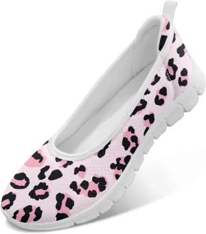 Leopard Women's Slip Ons Flat Loafers Non-Slip Walking Shoes Soft Orthotic Nurse Working Step in Slippers