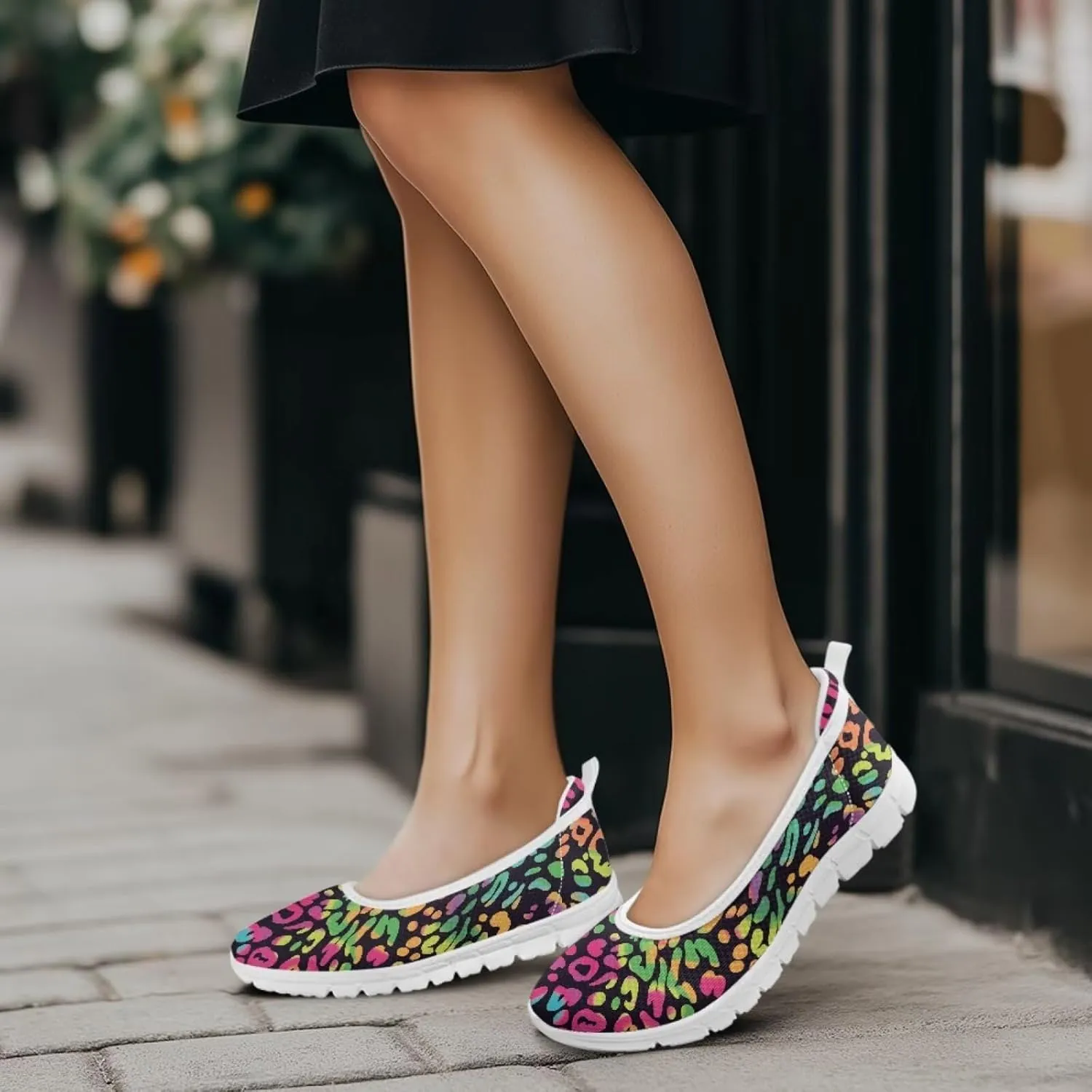 Leopard Women's Slip Ons Flat Loafers Non-Slip Walking Shoes Soft Orthotic Nurse Working Step in Slippers
