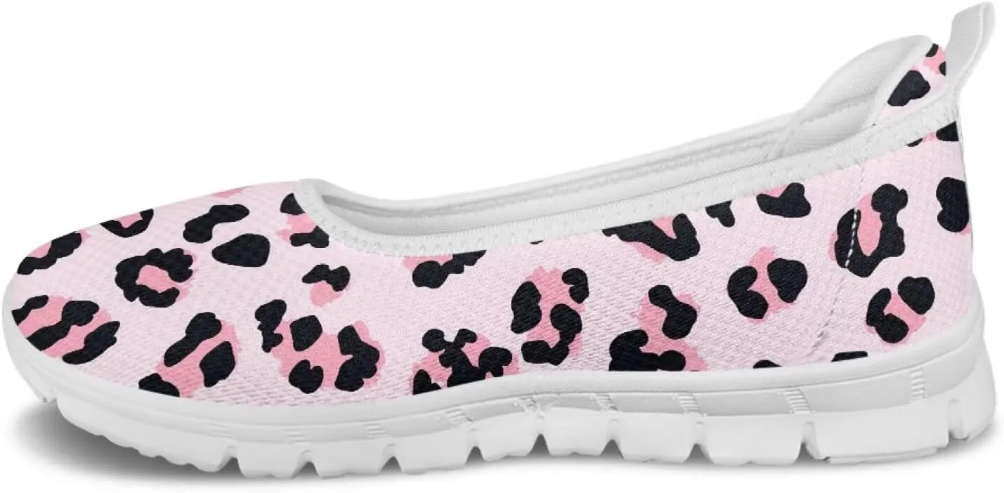 Leopard Women's Slip Ons Flat Loafers Non-Slip Walking Shoes Soft Orthotic Nurse Working Step in Slippers