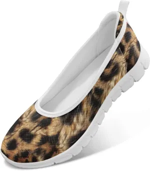 Leopard Women's Slip Ons Flat Loafers Non-Slip Walking Shoes Soft Orthotic Nurse Working Step in Slippers