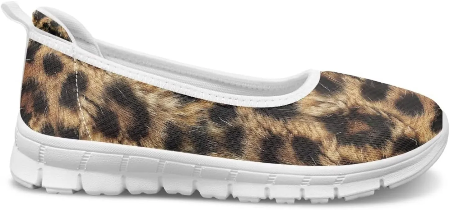 Leopard Women's Slip Ons Flat Loafers Non-Slip Walking Shoes Soft Orthotic Nurse Working Step in Slippers