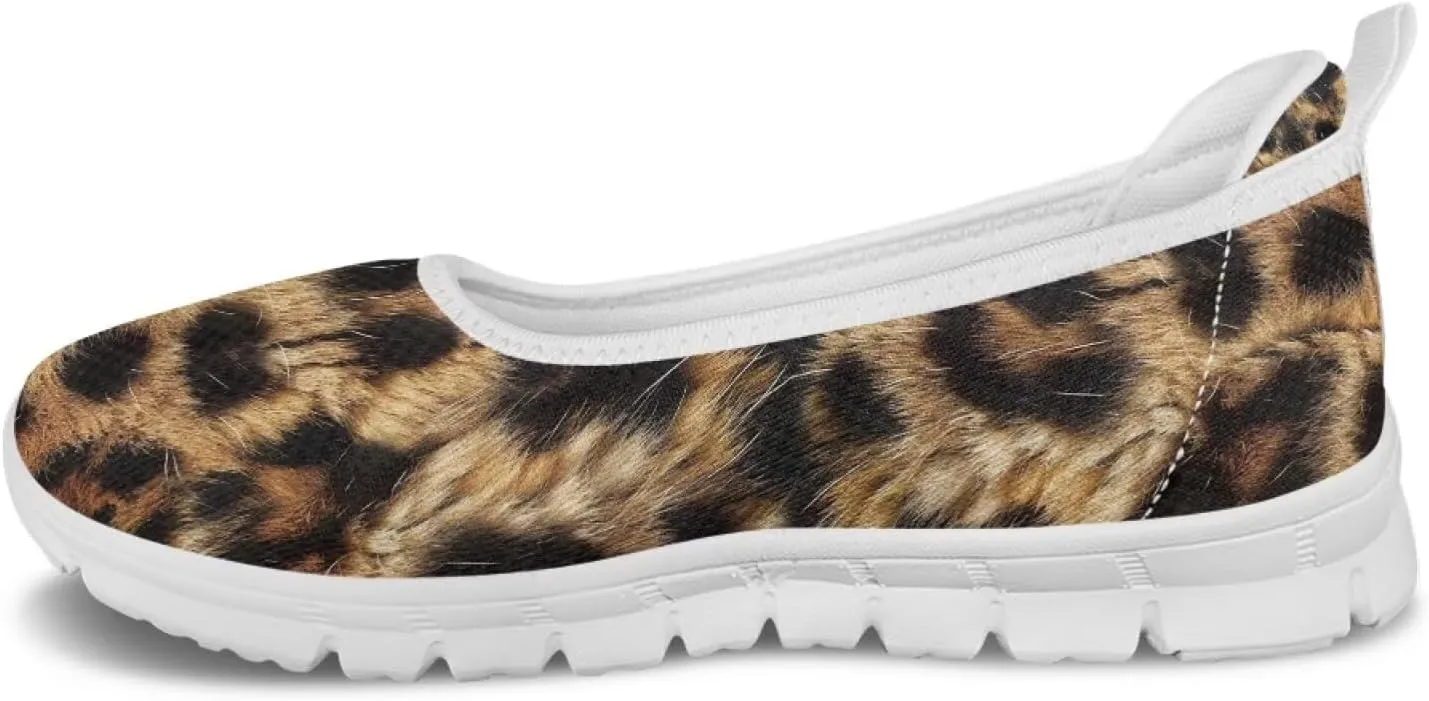 Leopard Women's Slip Ons Flat Loafers Non-Slip Walking Shoes Soft Orthotic Nurse Working Step in Slippers