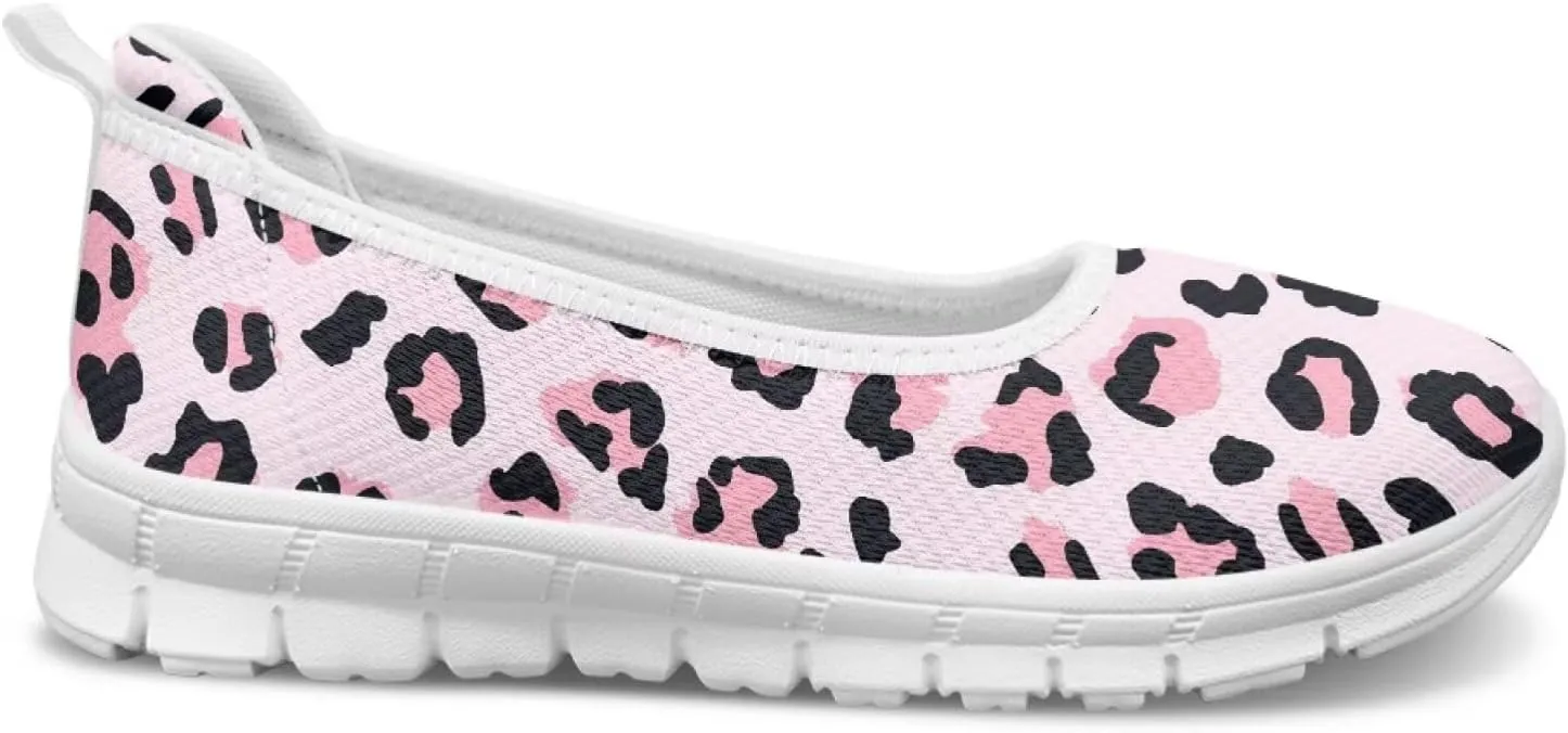 Leopard Women's Slip Ons Flat Loafers Non-Slip Walking Shoes Soft Orthotic Nurse Working Step in Slippers