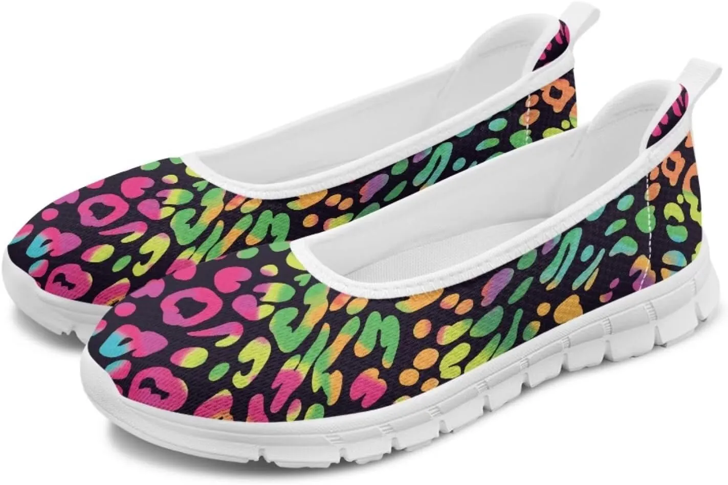 Leopard Women's Slip Ons Flat Loafers Non-Slip Walking Shoes Soft Orthotic Nurse Working Step in Slippers