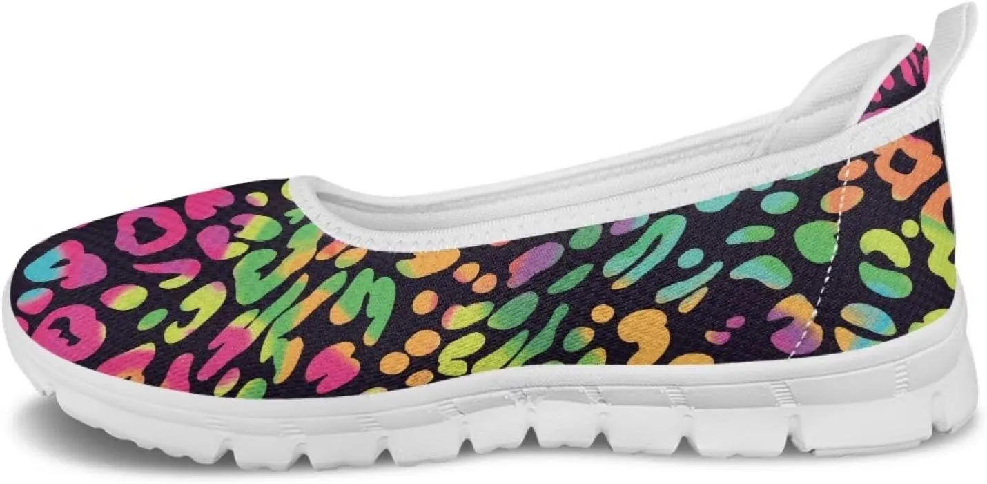 Leopard Women's Slip Ons Flat Loafers Non-Slip Walking Shoes Soft Orthotic Nurse Working Step in Slippers