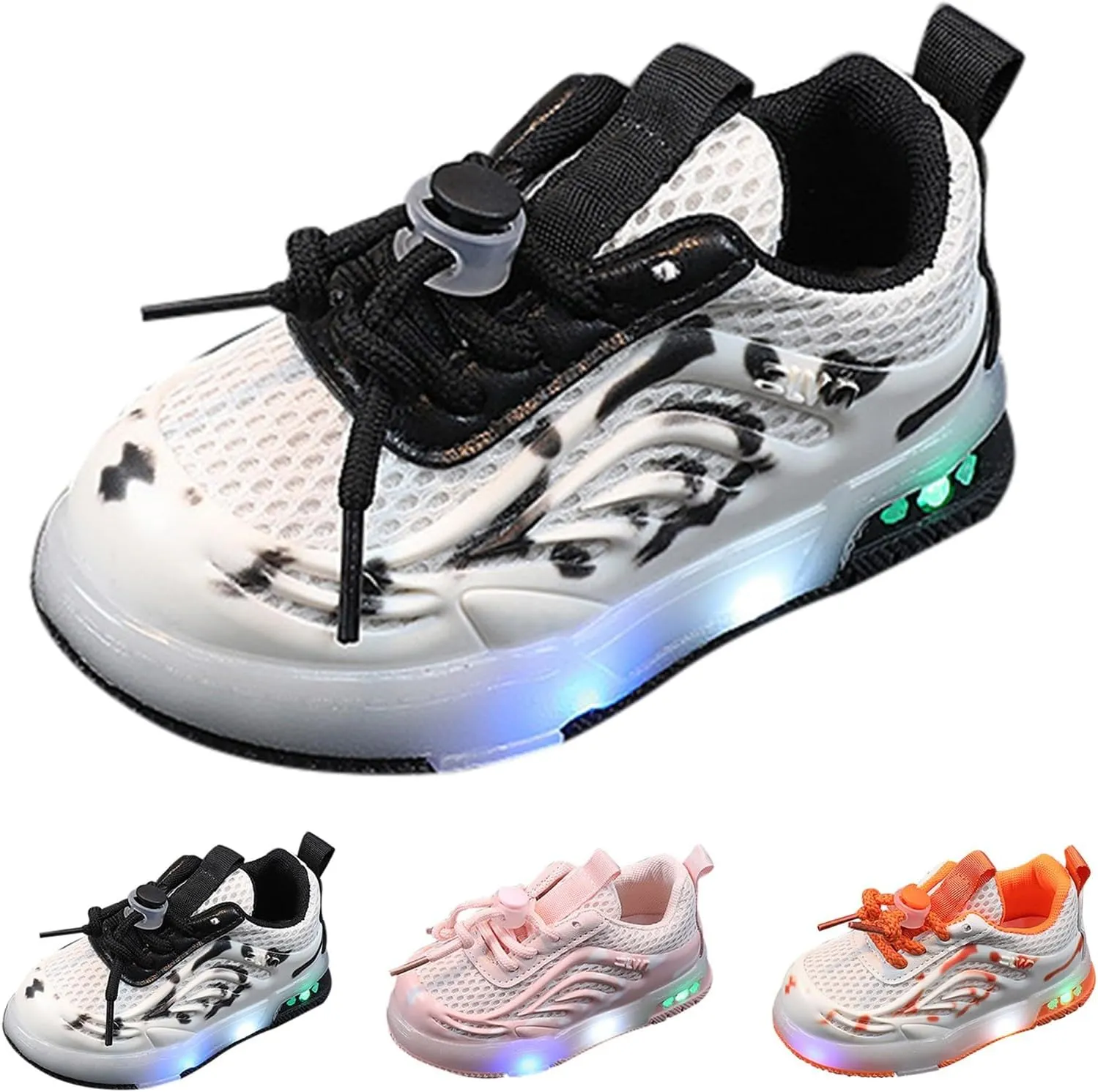 Light Up Shoes Toddler Mesh Lightweight Casual Sneaker Lac Up Non-Slip Led Shoes Toddler Luminous Shoes