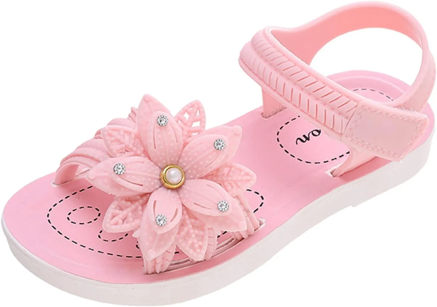 Little Girls Princess Flower Sandals Non Slip Soft Sole Comfortable Fashion Open Toe Flat Sandals Cute Beach Shoes