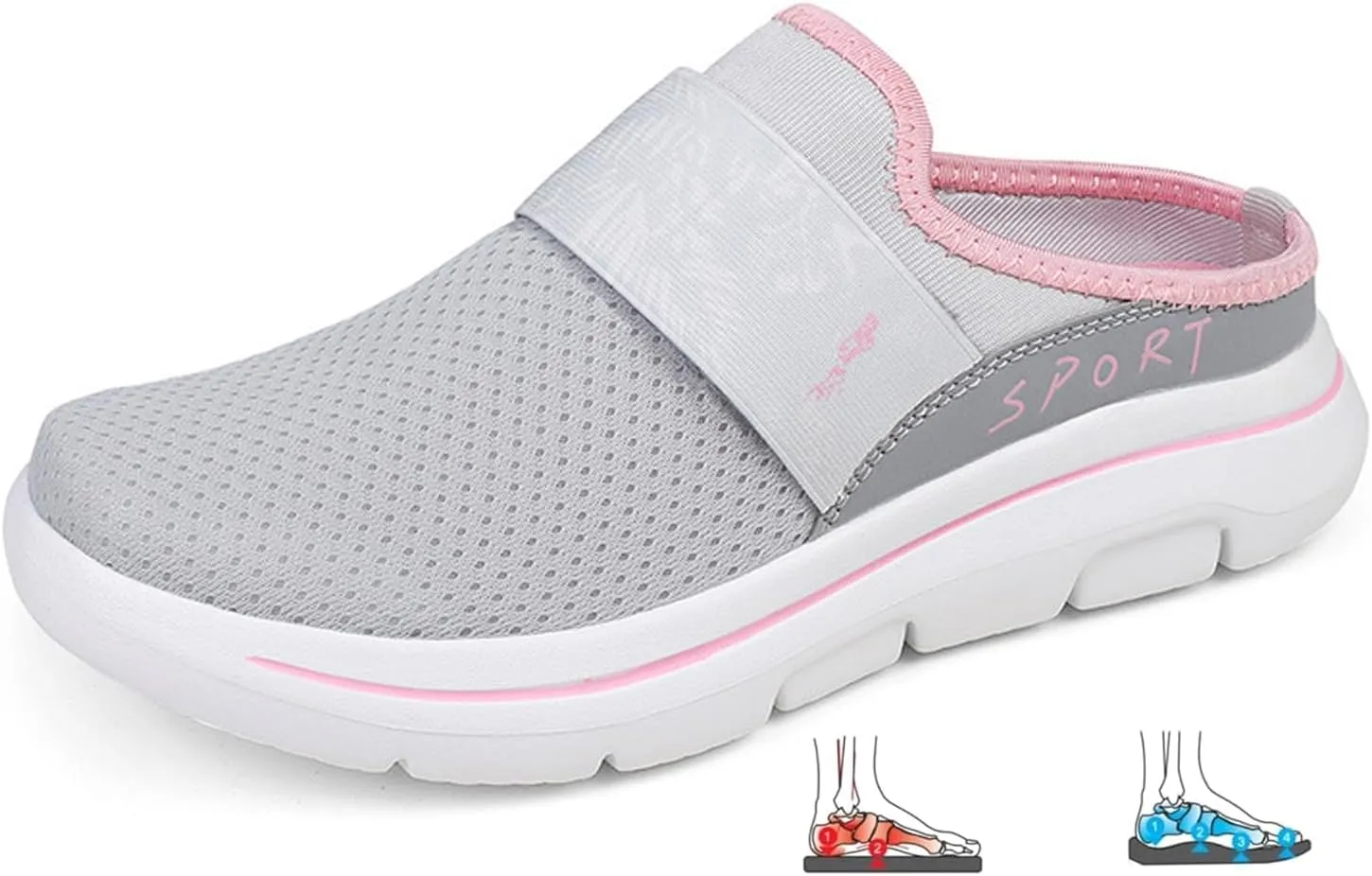 Men's Comfort Breathable Support Sports Slip-On Sandals, Arch Support Athletic Sandals for Men Walking