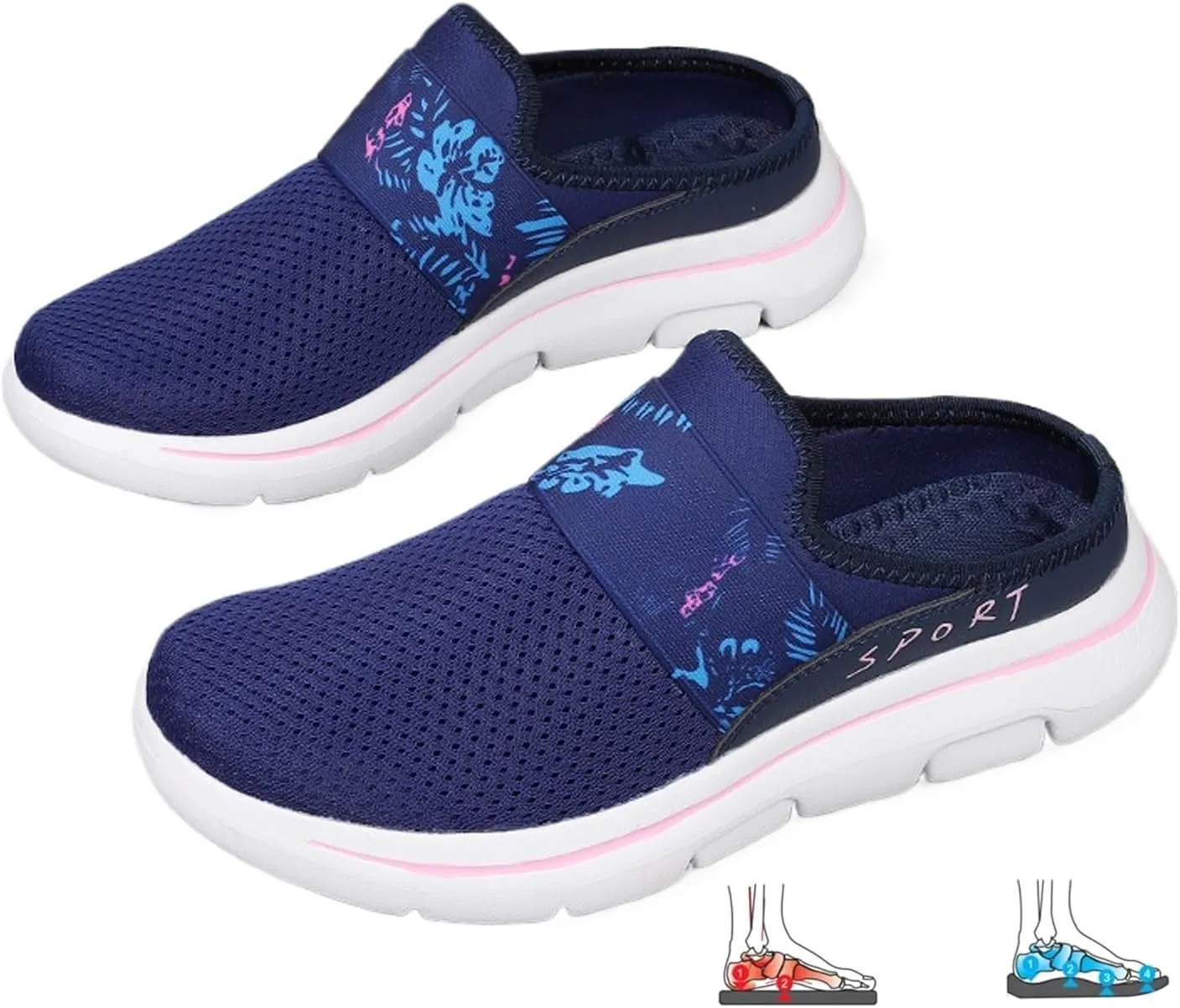 Men's Comfort Breathable Support Sports Slip-On Sandals, Arch Support Athletic Sandals for Men Walking
