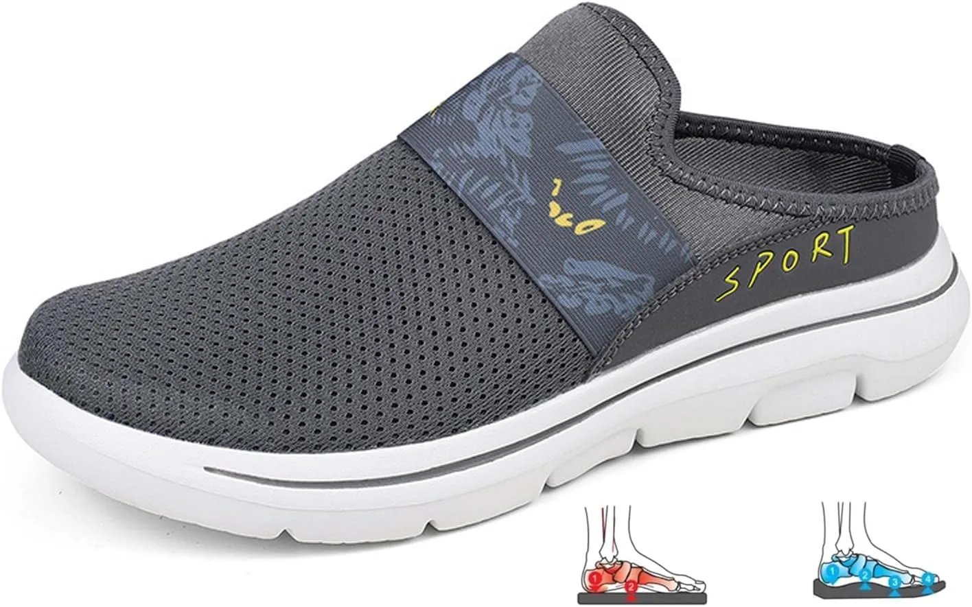 Men's Comfort Breathable Support Sports Slip-On Sandals, Arch Support Athletic Sandals for Men Walking