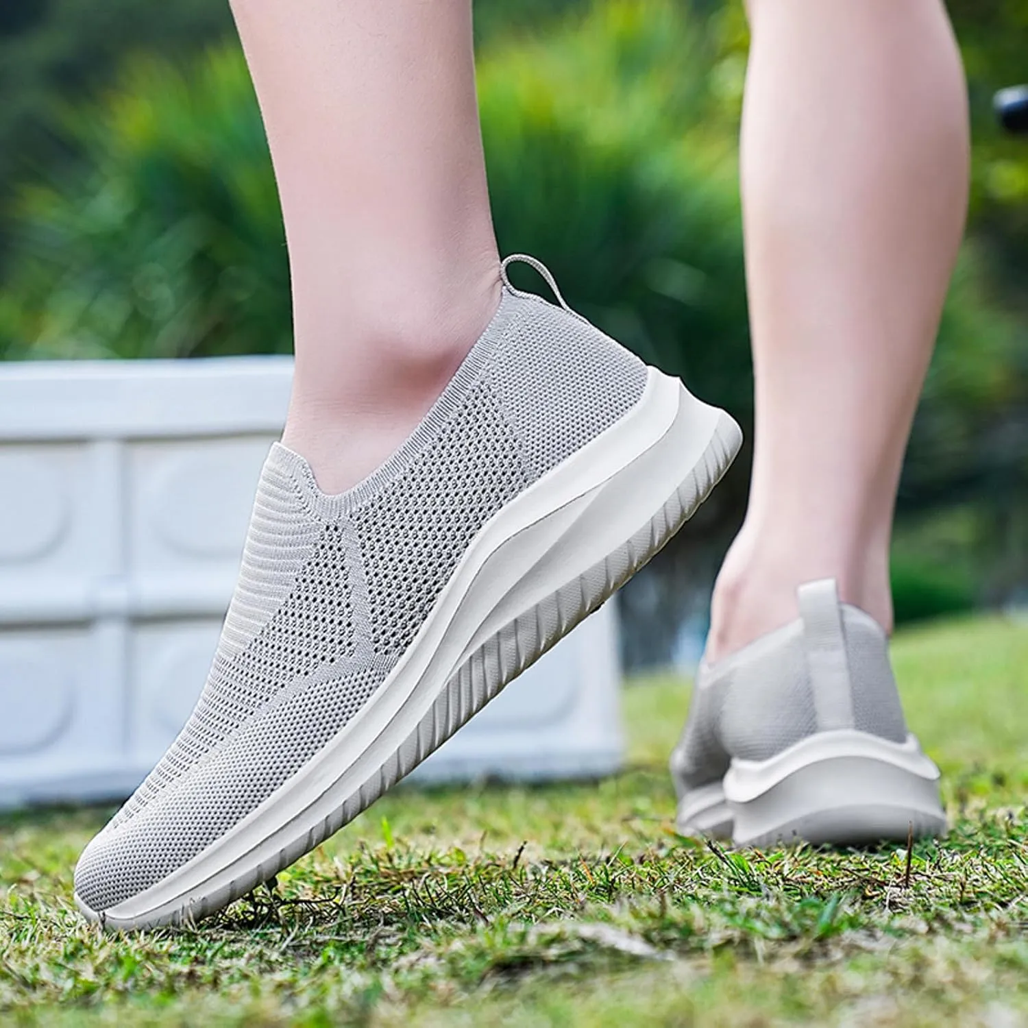 Men's Low Top Sock Shoes Convenient Slip On Mesh Sneakers Versatile Elastic Knit Walking Shoes Elderly Shoe