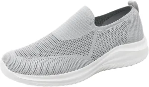 Men's Low Top Sock Shoes Convenient Slip On Mesh Sneakers Versatile Elastic Knit Walking Shoes Elderly Shoe