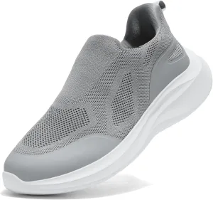 Men's Slip On Walking Shoes Non Slip Running Tennis Sneakers Cushion Cross Training Laceles Lightweight Breathable Athletic Gym Workout Casual