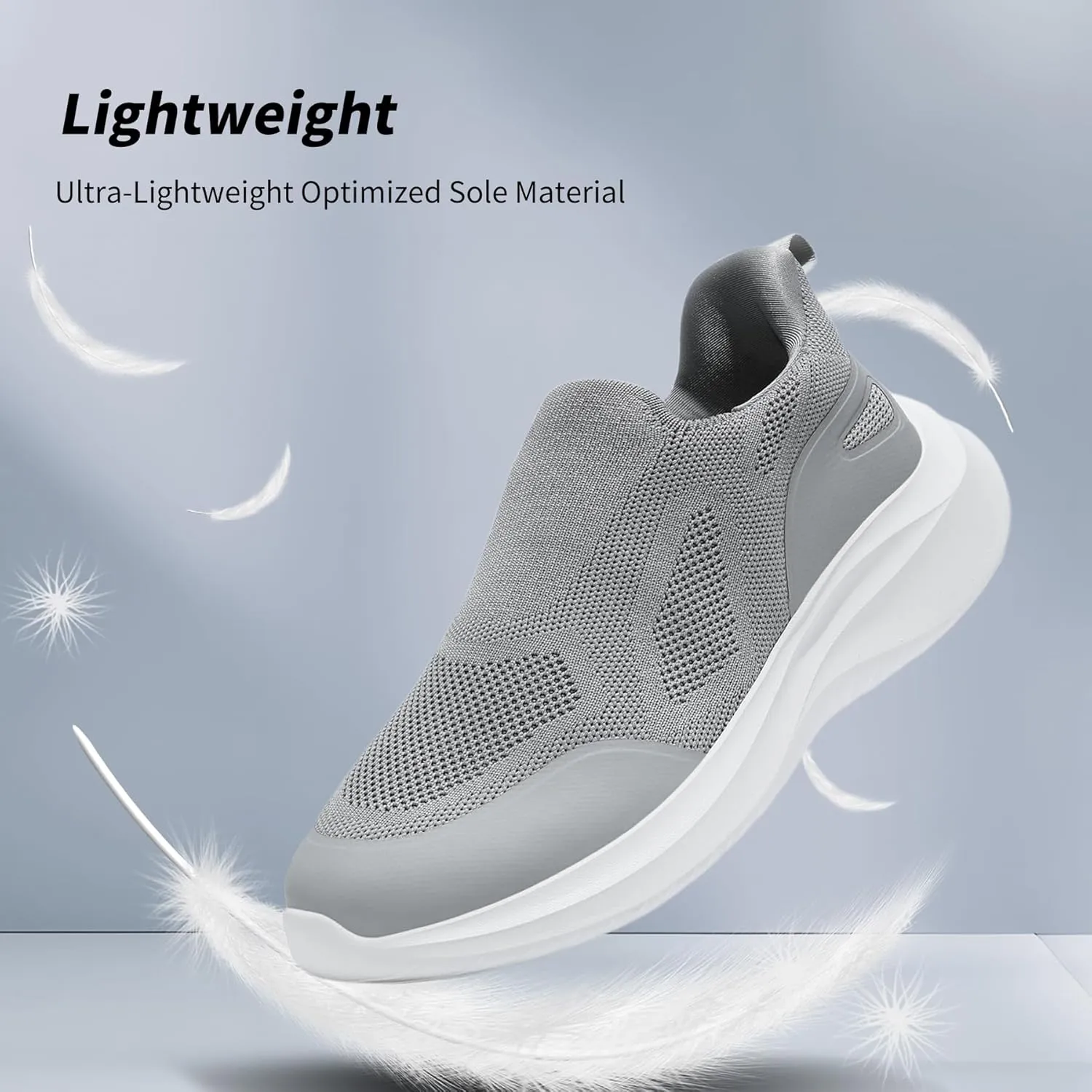 Men's Slip On Walking Shoes Non Slip Running Tennis Sneakers Cushion Cross Training Laceles Lightweight Breathable Athletic Gym Workout Casual