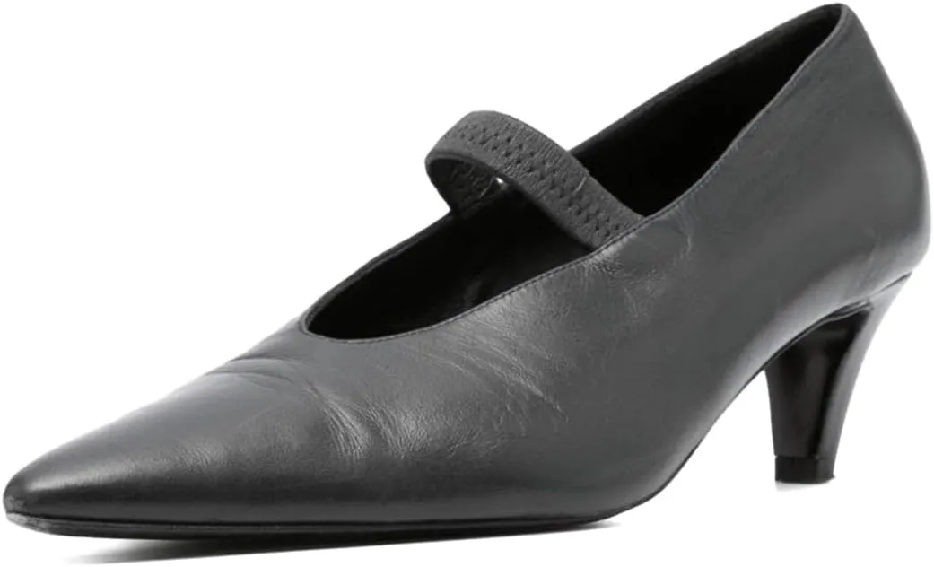 miss left Women Elastic Strap Closed Pointed Toe Pumps Slip On Low Heel Mary Janes Chic Dance Fancy Ballroom Shoes Size 4-16 US
