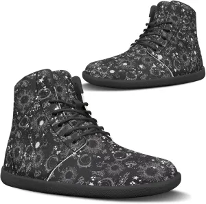 Moon Sun Men High Top Sneakers Lace-up Breathable PU Leather Shoes for Women Unique Versatile Wide Toe Shoes