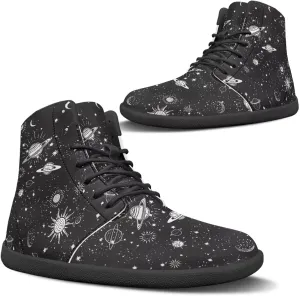 Moon Sun Men High Top Sneakers Lace-up Breathable PU Leather Shoes for Women Unique Versatile Wide Toe Shoes