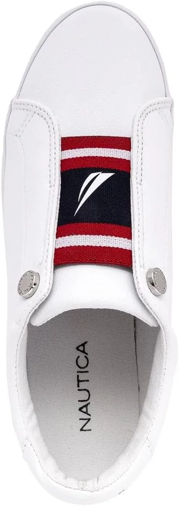 Nautica Women's Slip-On Sneakers  Casual Low-Top Walking Shoes  Comfortable No-Lace Fashion Tennis Style