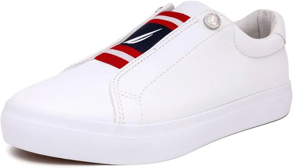 Nautica Women's Slip-On Sneakers  Casual Low-Top Walking Shoes  Comfortable No-Lace Fashion Tennis Style