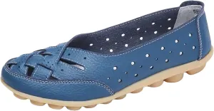 Orthopedic Sandals for Women Loafers Dress Shoes Summer Casual Slip-On Shoes Breathable Leather Comfortable Hollow Soft Flats Sandals Closed Toe Low Heel Flat Shoe Breathable Casual Outdoor Shoe