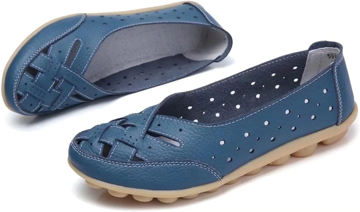 Orthopedic Sandals for Women Loafers Dress Shoes Summer Casual Slip-On Shoes Breathable Leather Comfortable Hollow Soft Flats Sandals Closed Toe Low Heel Flat Shoe Breathable Casual Outdoor Shoe
