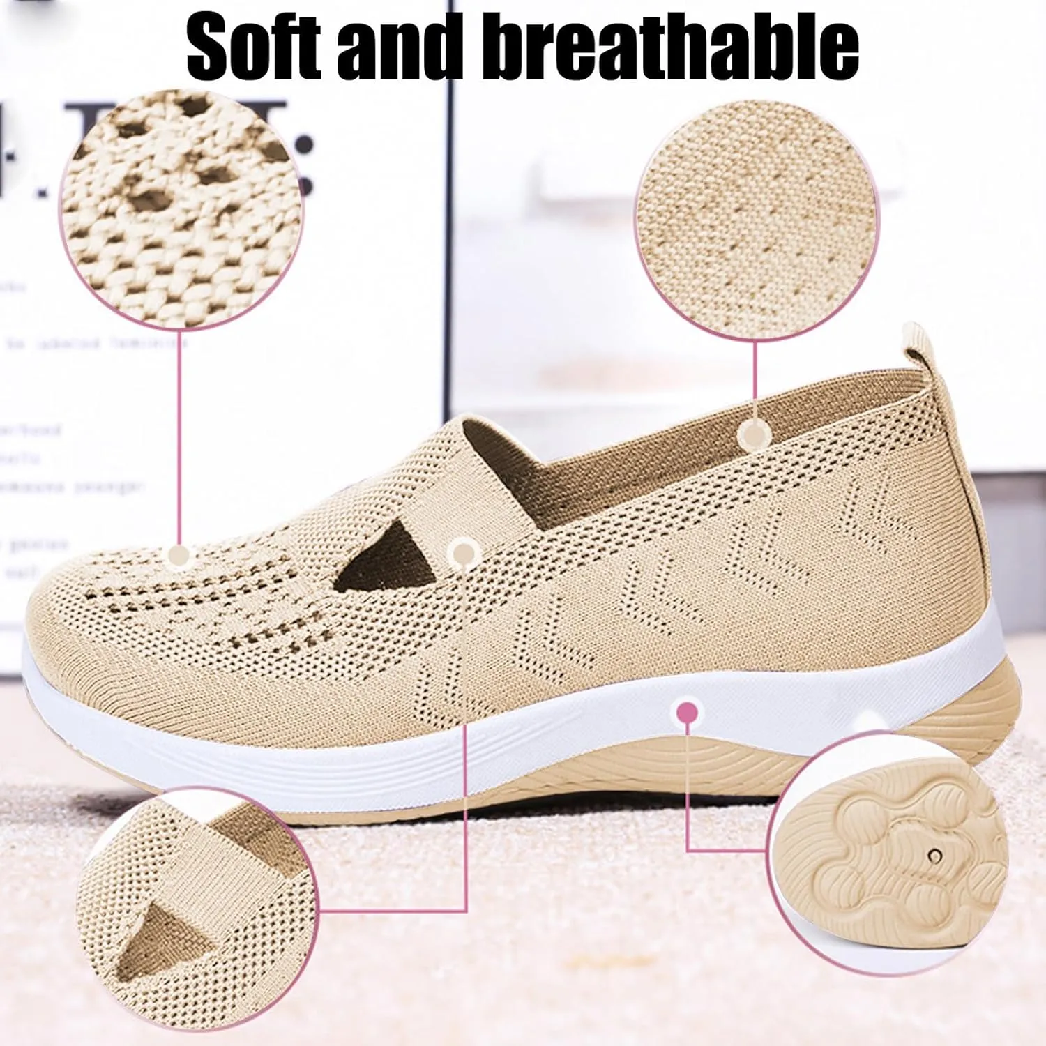 Orthopedic Shoes for WomenBreathable Comfort Wear Orthowear Walking ShoesCushionaire Wide Width Sneakers Diabetic Arch Support Sneakers Soft Slip On Shoe Comfortable