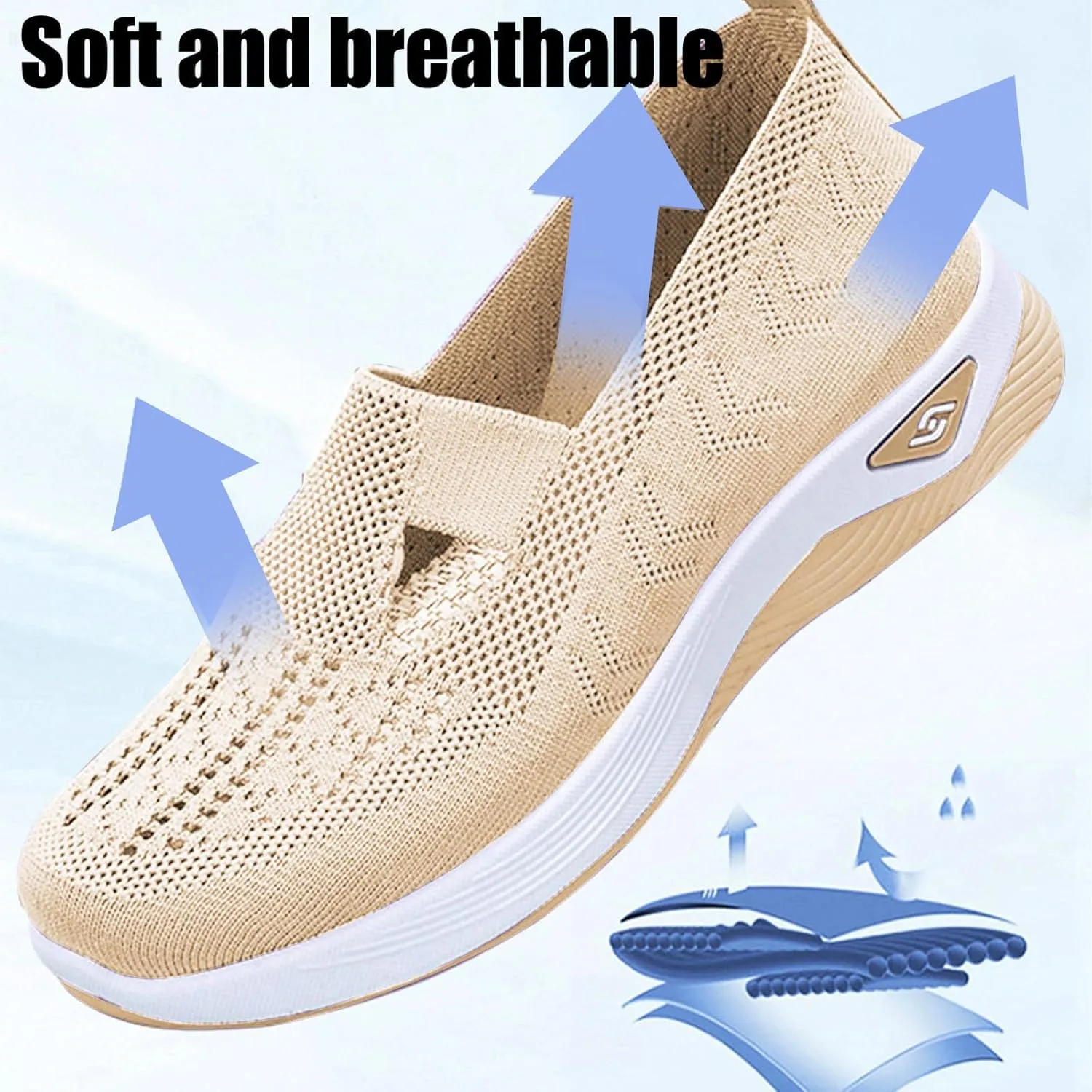 Orthopedic Shoes for WomenBreathable Comfort Wear Orthowear Walking ShoesCushionaire Wide Width Sneakers Diabetic Arch Support Sneakers Soft Slip On Shoe Comfortable