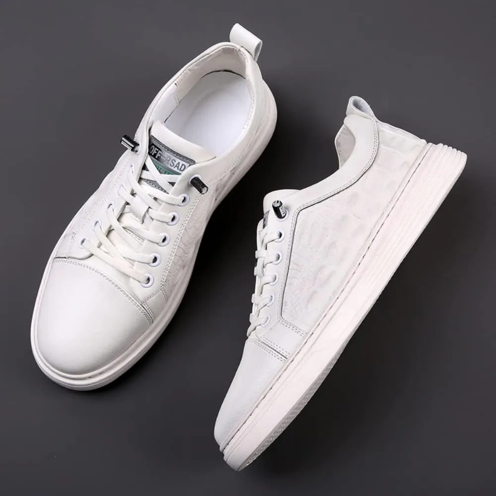 Outdoor Sport Sneakers for Men Leather Upper Lace Up Elastic Sole Casual Sneaker Tenis para Hombre Designer Skate Shoes